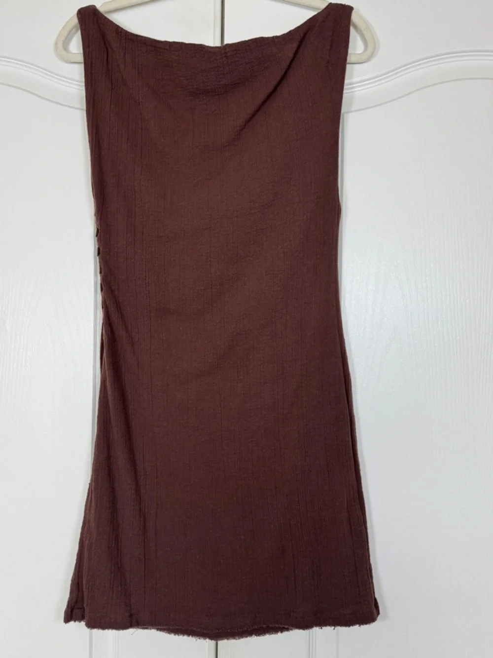 Free People Brown Cotton Gauze Side Button Boho Mini Dress Size Small